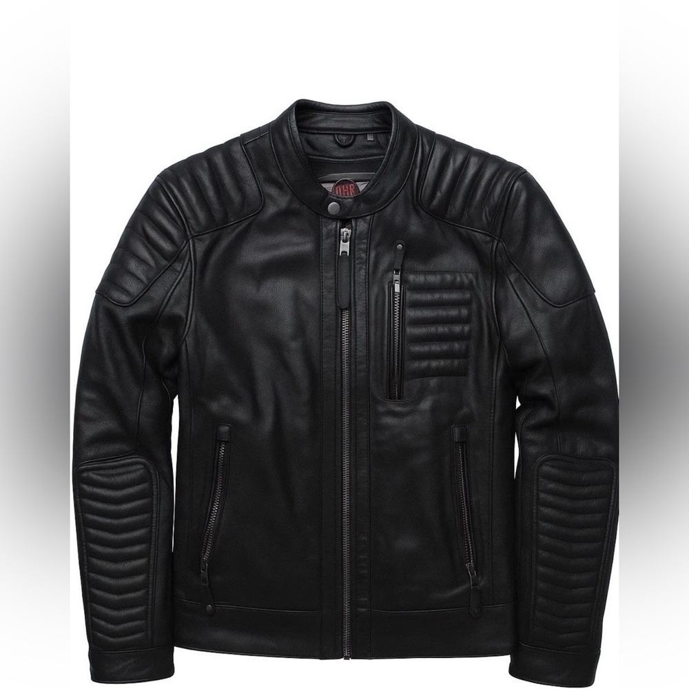 Men's Black Quilted Leather Bomber Jacket